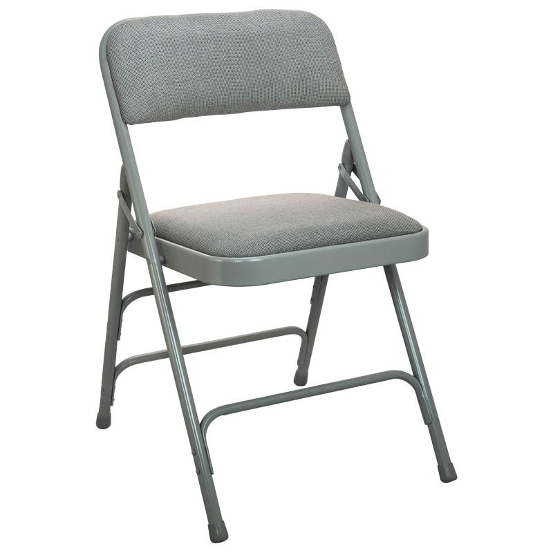 Advantage Grey Padded Metal Folding Chair - Grey Fabric Seat