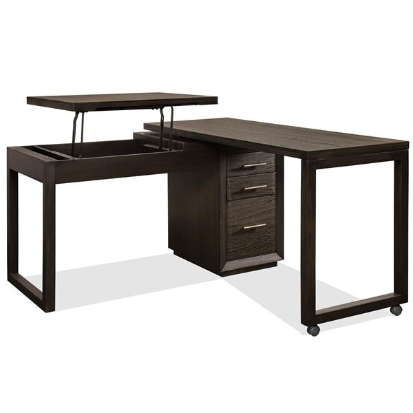 Prelude Swivel Lift Top L-Desk by Riverside, Umber 23932