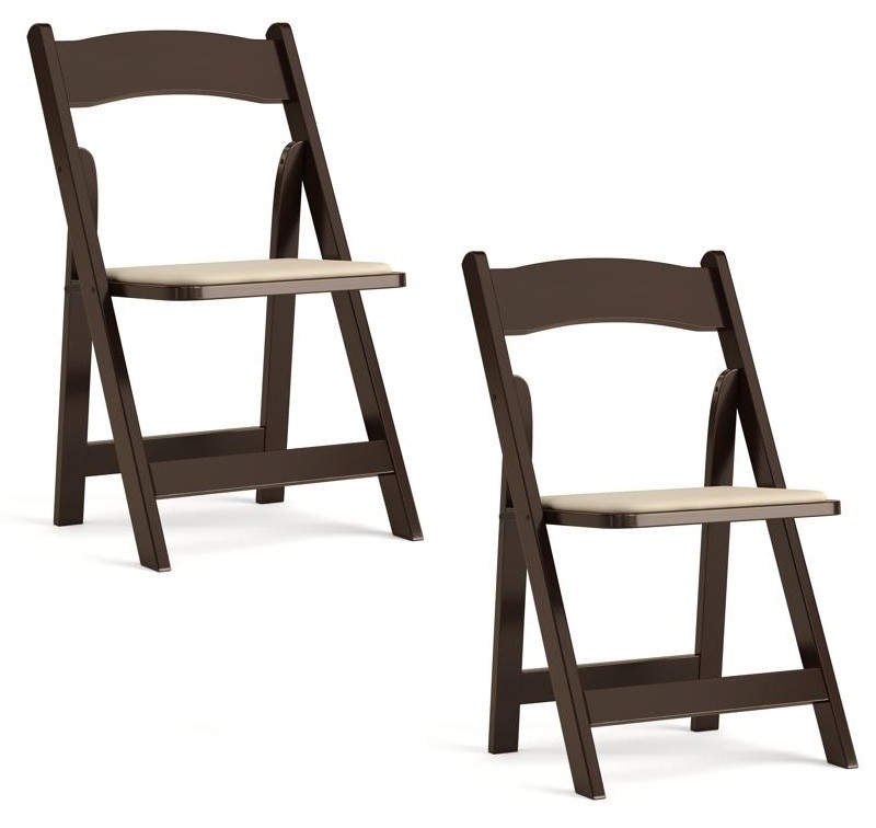 HERCULES Series Fruitwood Wood Folding Chair with Vinyl Padded Seat, each sold separately